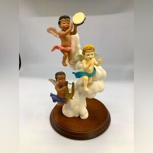 VTG Bill Dale Signed “The History Of Angles Collection” Cherubs Statue 9x6”